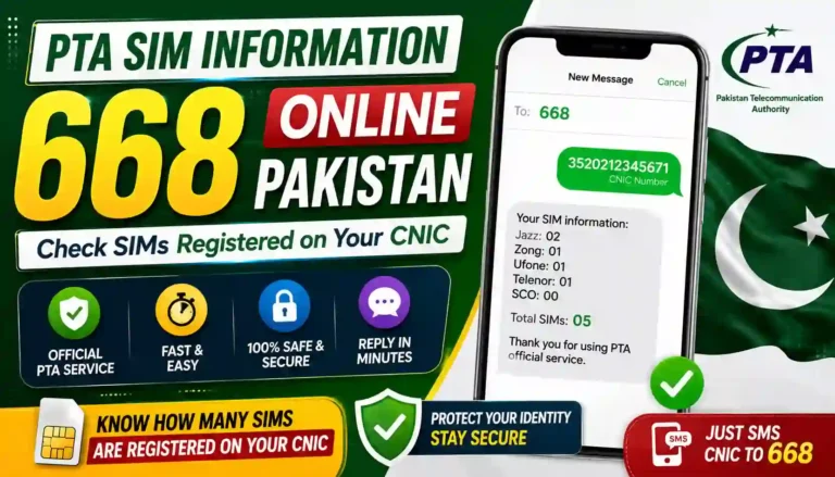 PTA SIM Information 668 Online Pakistan